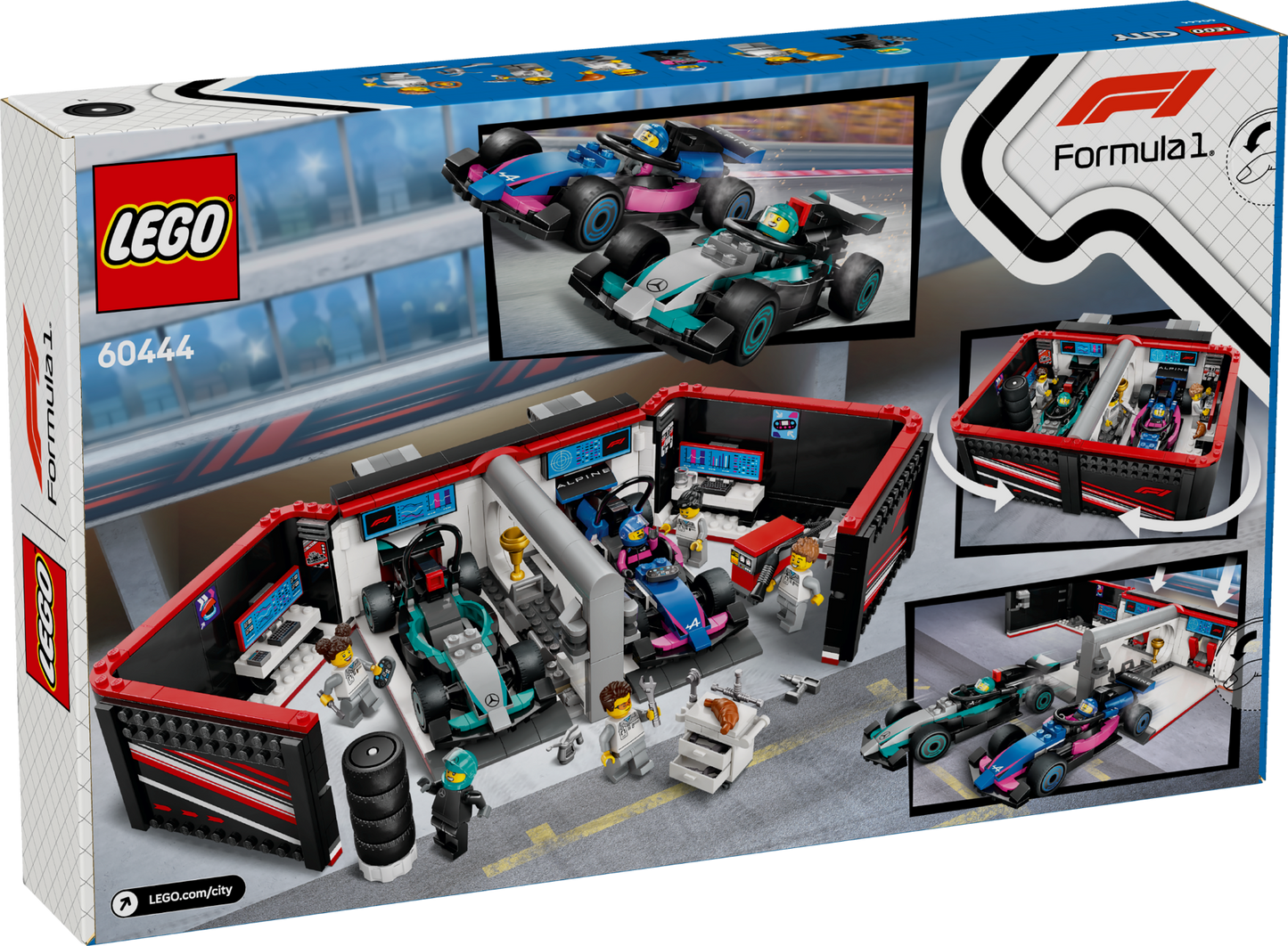 LEGO City F1® Garage & Mercedes-AMG & Alpine Cars Vehicle Toy (60444)