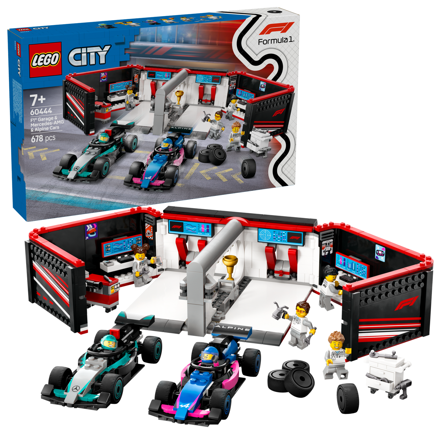 LEGO City F1® Garage & Mercedes-AMG & Alpine Cars Vehicle Toy (60444)