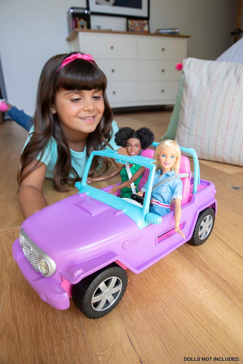 Barbie Off-Road Vehicle, Purple with Pink Seats and Rolling Wheels (GMT46)