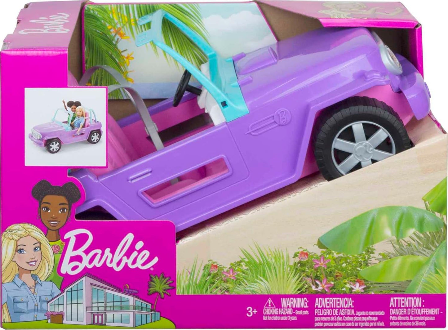 Barbie Off-Road Vehicle, Purple with Pink Seats and Rolling Wheels (GMT46)