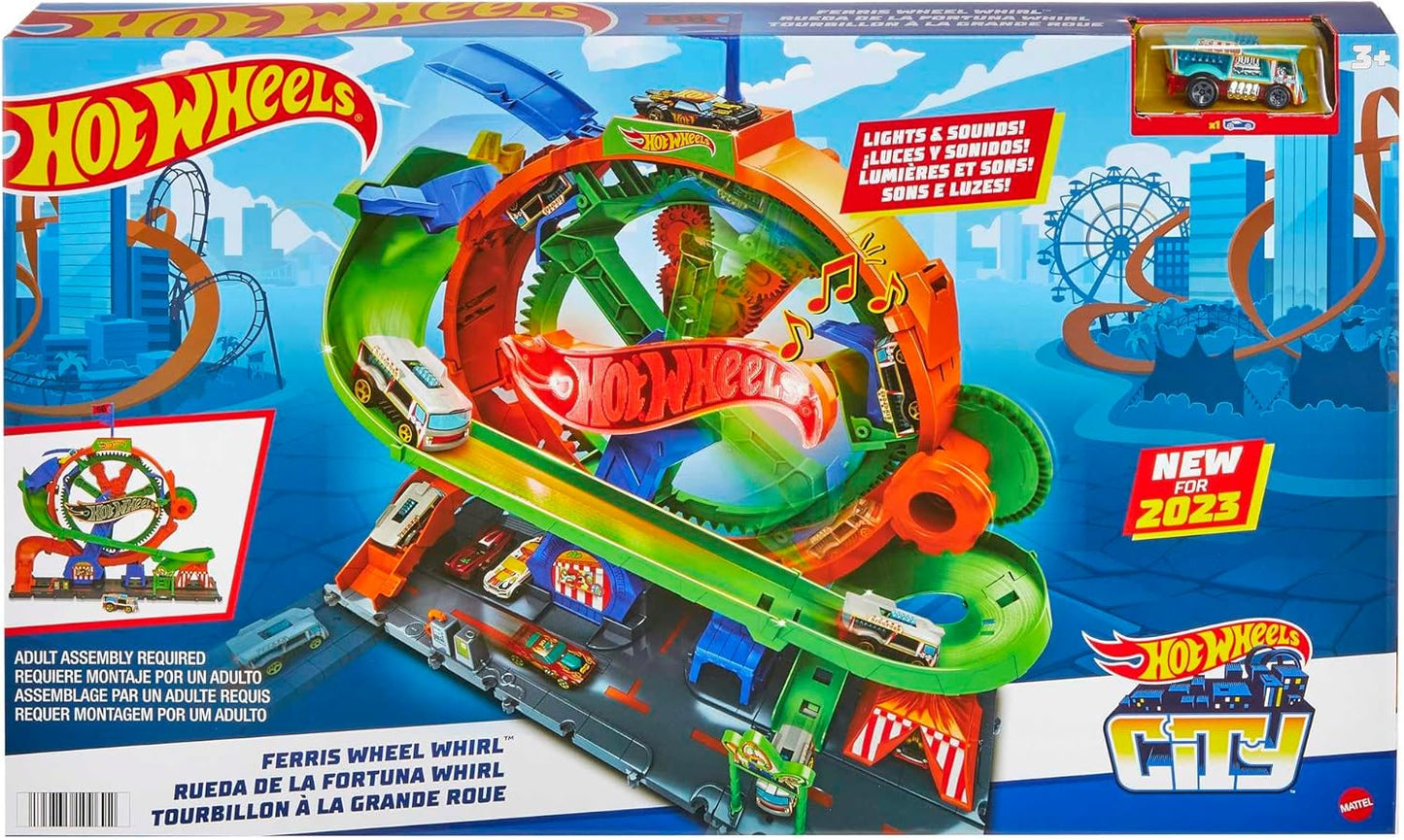 Hot Wheels City Ferris Wheel Track Set with 1 Hot Wheels Car (HKX46)