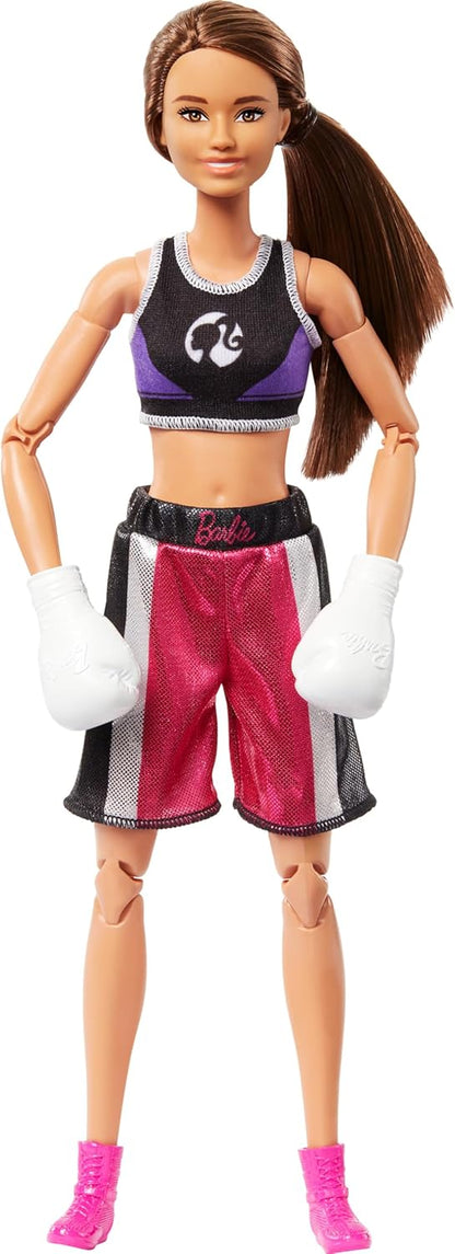 Barbie Made to Move Doll & Accessories, Brunette Boxer (HRG40)