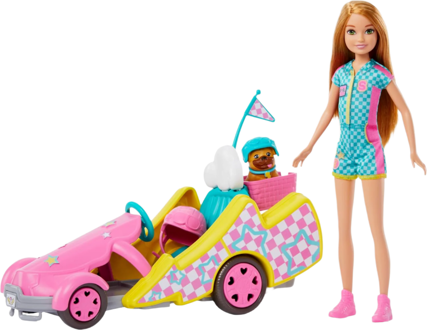 Barbie Stacie Doll with Go-Kart Car with Rolling Wheels (HRM08)