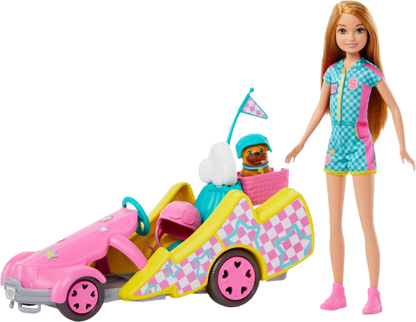 Barbie Stacie Doll with Go-Kart Car with Rolling Wheels (HRM08)