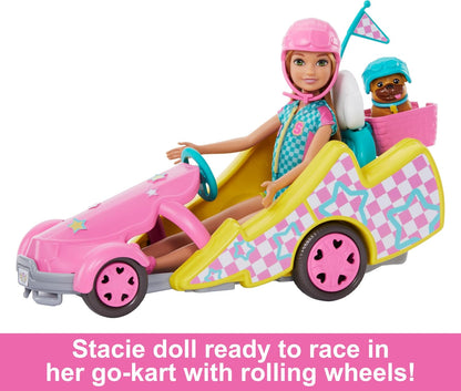 Barbie Stacie Doll with Go-Kart Car with Rolling Wheels (HRM08)