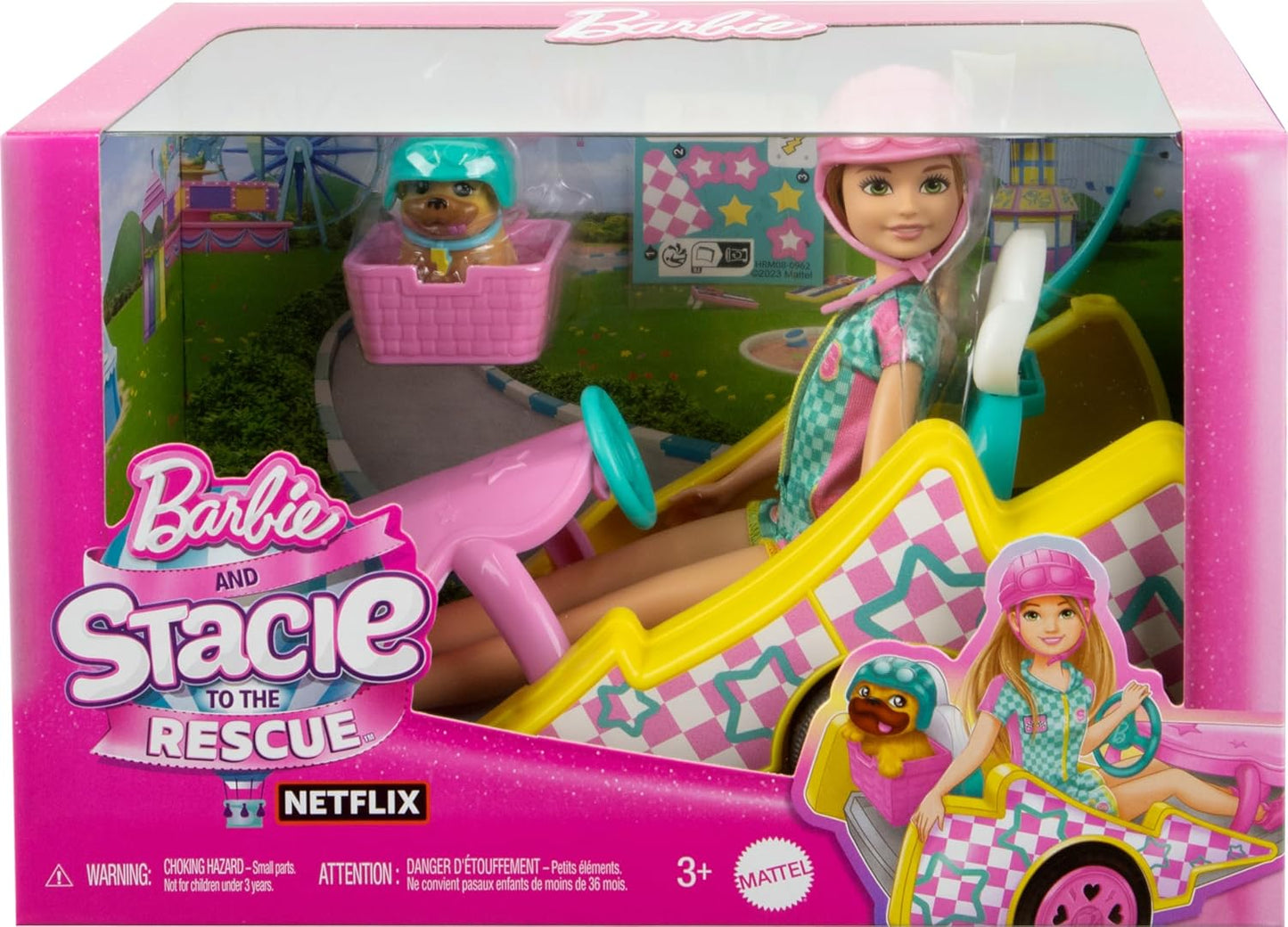 Barbie Stacie Doll with Go-Kart Car with Rolling Wheels (HRM08)