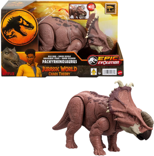 Mattel Jurassic World Chaos Theory Netflix - Wild Roar Pachyrhinosaurus Dinosaur