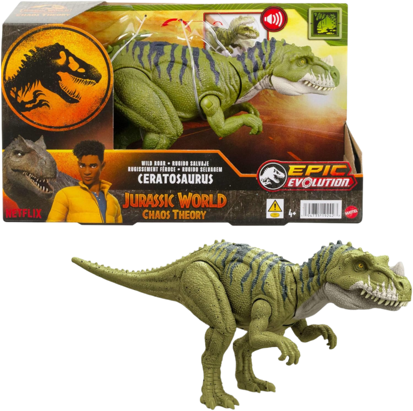 Mattel Jurassic World: Chaos Theory Netflix - Wild Roar Ceratosaurus Dinosaur