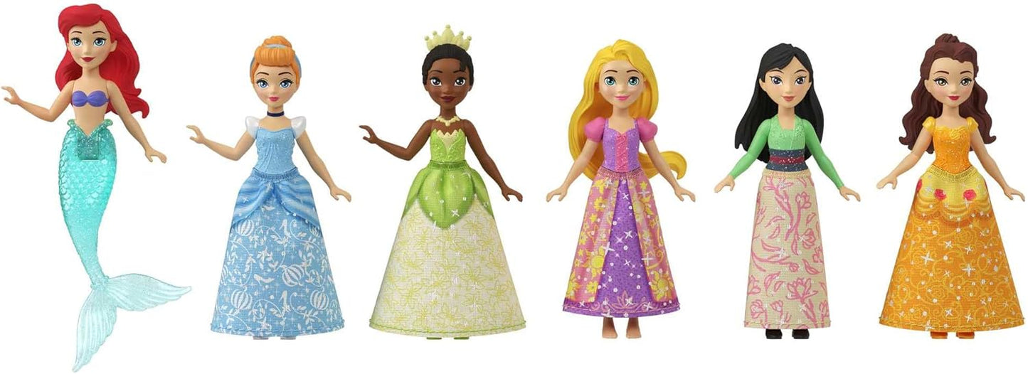 Disney Princess Celebration Pack - 6 Posable Small Dolls with Sparkling Clothing (JCR91)