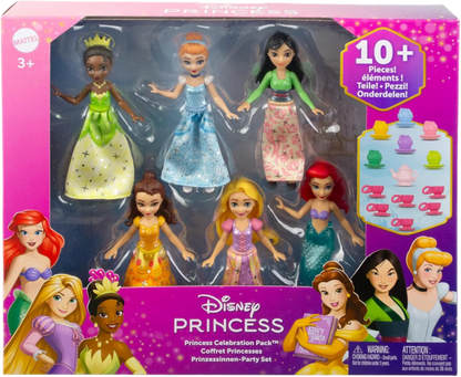 Disney Princess Celebration Pack - 6 Posable Small Dolls with Sparkling Clothing (JCR91)