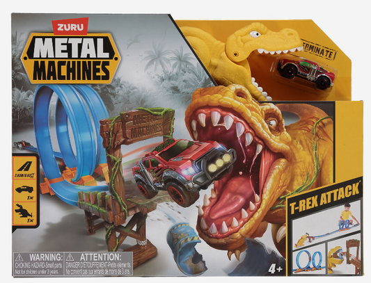 Zuru Metal Machines T-Rex Attack Building Playset, With 1 Mini Racing Car