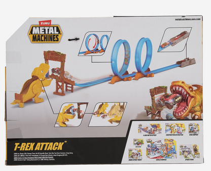 Zuru Metal Machines T-Rex Attack Building Playset, With 1 Mini Racing Car