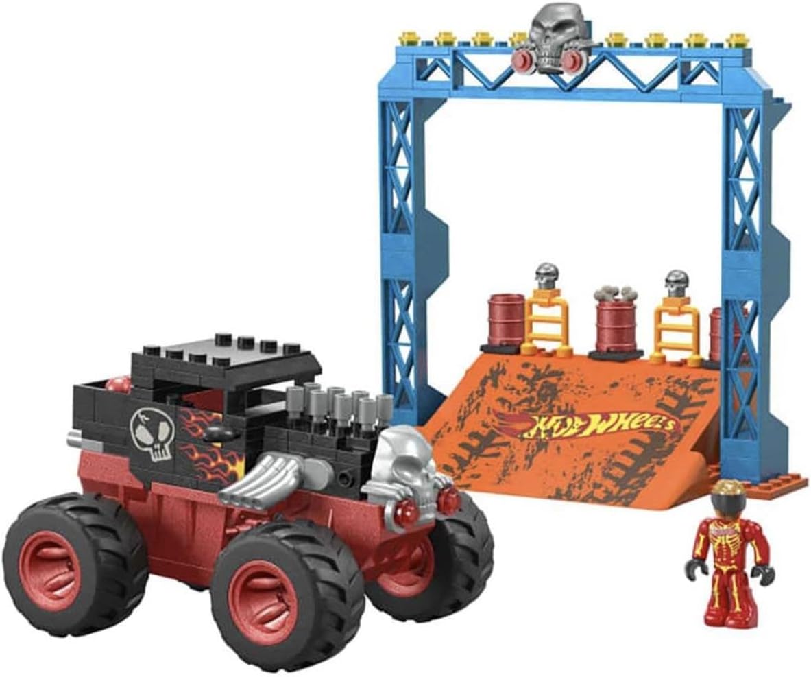 MEGA Hot Wheels Monster Trucks Building Toy, Smash & Crash Bone Shaker Crush Course