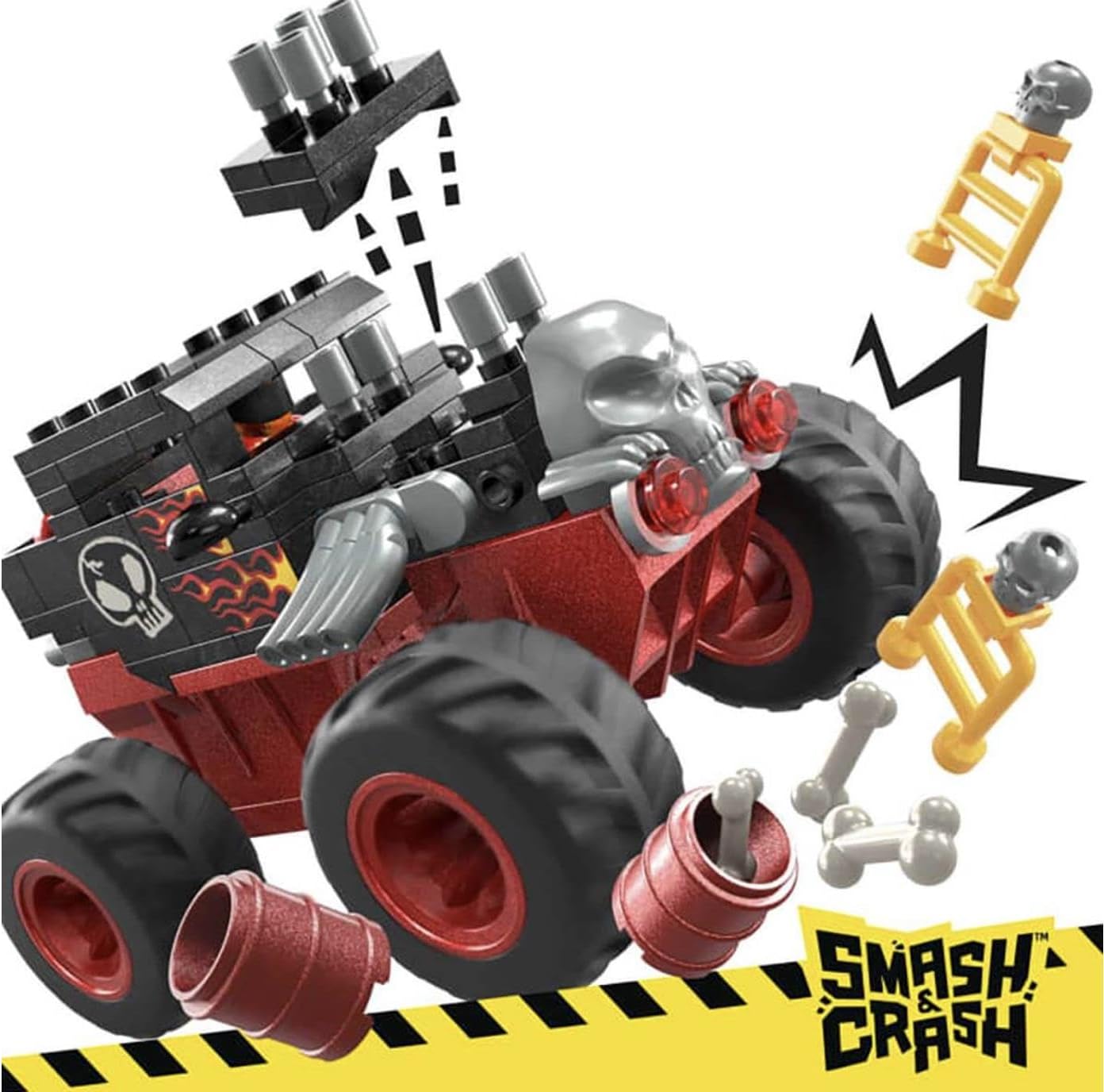 MEGA Hot Wheels Monster Trucks Building Toy, Smash & Crash Bone Shaker Crush Course