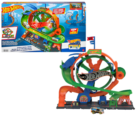 Hot Wheels City Ferris Wheel Track Set with 1 Hot Wheels Car (HKX46)