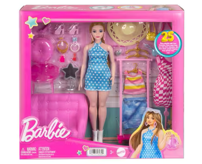 Barbie Doll and Fashion Set, Barbie Clothes with Closet Accessories (HPL78)