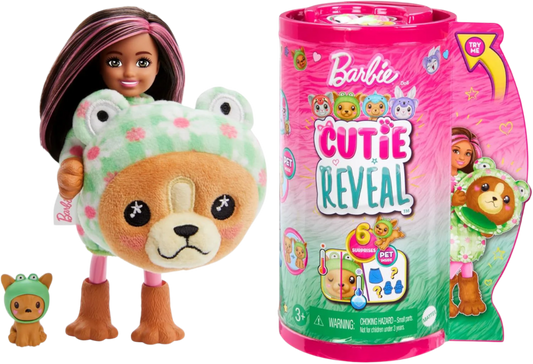 Barbie Cutie Reveal Chelsea Doll & Accessories, Animal Plush Costume (HRK29)