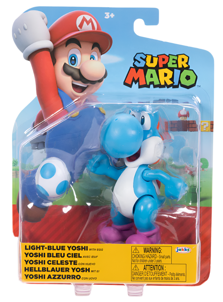 Super Mario 4" Action Figure Light-Blue Yoshi with Egg