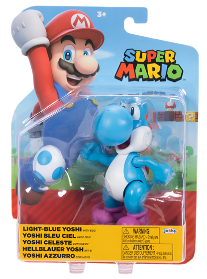 Super Mario 4" Action Figure Light-Blue Yoshi with Egg