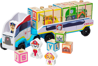 Melissa & Doug PAW Patrol Toy Truck with Alphabet & Number Wooden Blocks