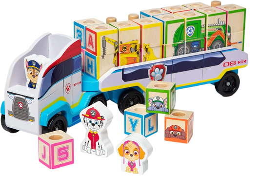 Melissa & Doug PAW Patrol Toy Truck with Alphabet & Number Wooden Blocks