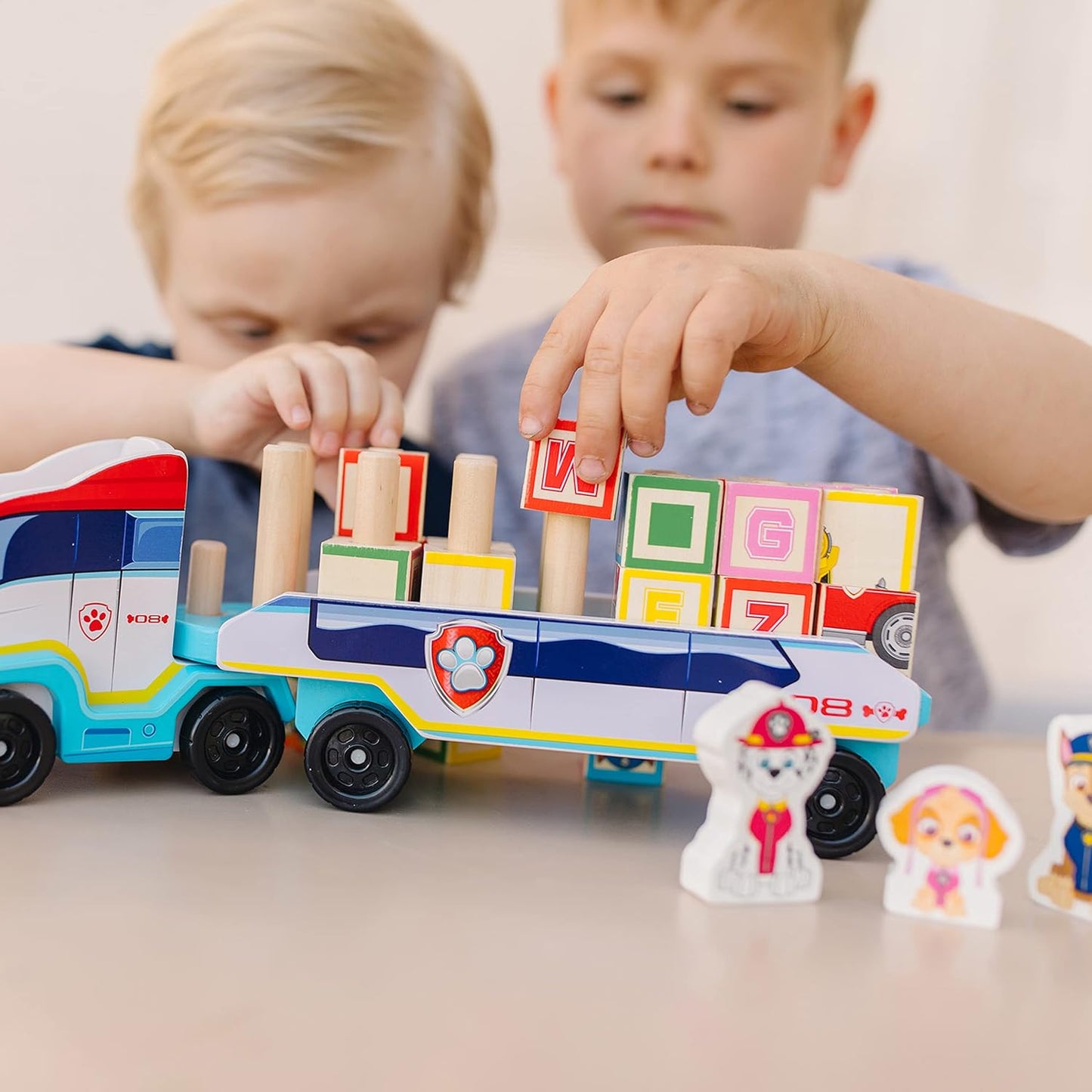 Melissa & Doug PAW Patrol Toy Truck with Alphabet & Number Wooden Blocks