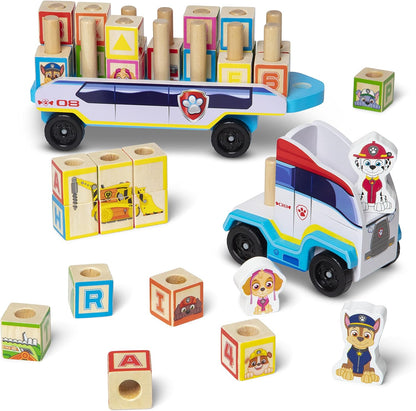 Melissa & Doug PAW Patrol Toy Truck with Alphabet & Number Wooden Blocks