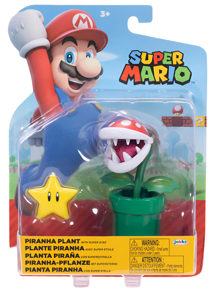 Super Mario 4" Action Figure Piranha Plant with Star