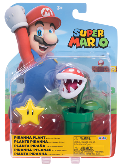 Super Mario 4" Action Figure Piranha Plant with Star