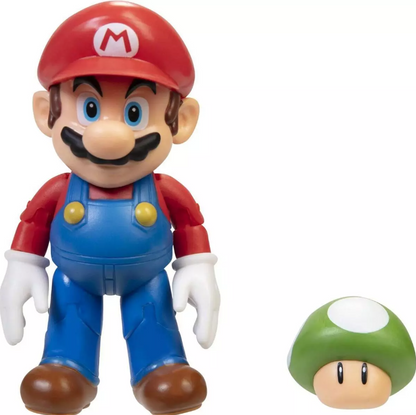 Super Mario 4" Action Figure Mario with 1-Up Mushroom