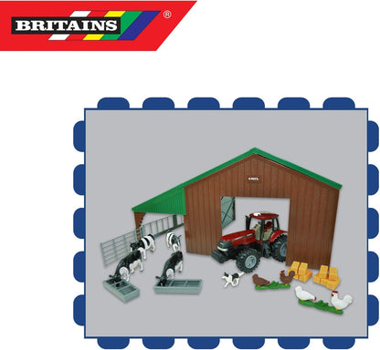 Britains 132 Building Set with Case Tractor Toy, Collectable Farm Set