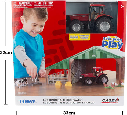 Britains 132 Building Set with Case Tractor Toy, Collectable Farm Set